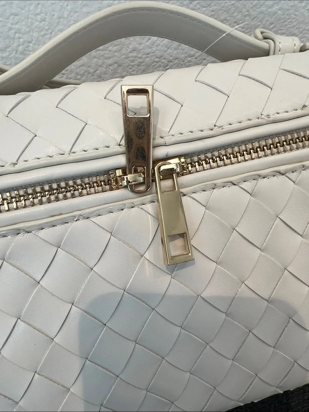 Woven Top-Handle Cosmetic Bag - Cream